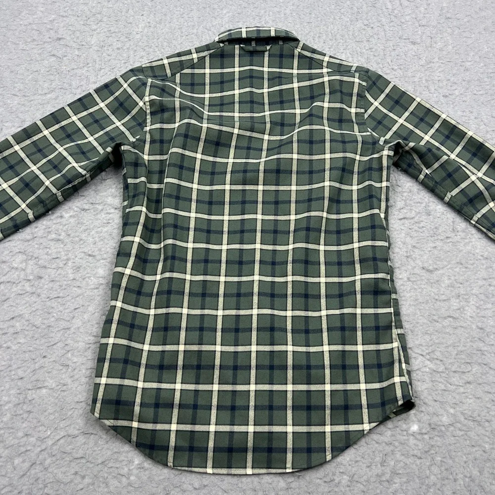 Fjallraven Fjallslim LS Shirt Mens Small Green Check Slim Flannel Button‎ Up